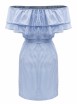 Blue Striped Layered Ruffle Tie Waist Dress