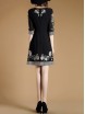 Black Flowers Embroidered A-Line Dress