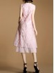 Pink Flowers Embroidered High Low Layered Dress