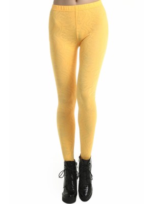 Dual-Tone Yellow Solid Color Leggings