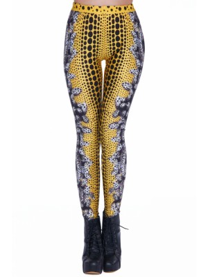 Coral of Yayoi Kusama Print Yellow Leggings