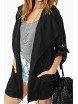 Rolled-up Sleeves Drawstring Hooded Black Coat