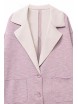 Lapel Color Block Loose Light-purple Coat