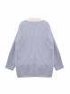 Lapel Color Block Loose Light-blue Coat