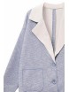 Lapel Color Block Loose Light-blue Coat