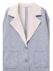 Lapel Color Block Loose Light-blue Coat