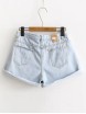 Ripped Detail Rolled Hem Denim Shorts