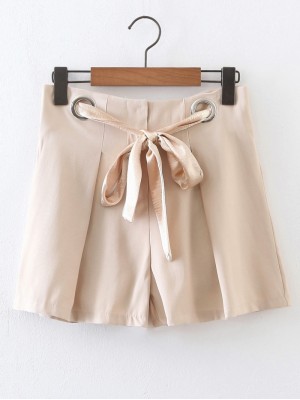 Eyelet Lace Up Waist Shorts