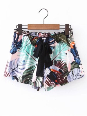 Elastic Waist Shorts With Tie Detail