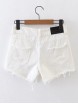 Raw Hem Ripped Detail Embroidery Denim Shorts