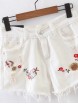 Raw Hem Ripped Detail Embroidery Denim Shorts