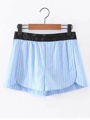 Elastic Waist Vertical Striped Shorts