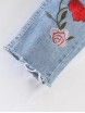 Ripped Detail Rose Embroidery Jeans