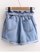 Tie Waist Rolled Hem Denim Shorts