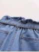 Tie Waist Rolled Hem Denim Shorts