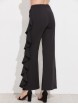 One Side Ruffle Trim Wide Leg Pants