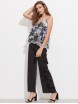 One Side Ruffle Trim Wide Leg Pants