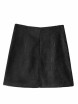 Black High Waist Embroidery Floral Corduroy A-line Skirt