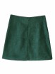 Green High Waist Embroidery Floral Corduroy A-line Skirt