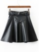 Black A Line PU Skirt With Belt