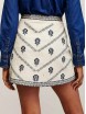 White High Waist Embroidery Detail A-line Skirt