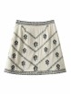 White High Waist Embroidery Detail A-line Skirt