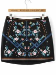 Black Embroidered Skirt With Zipper